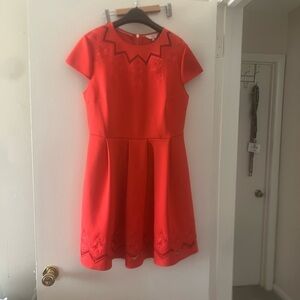 Ted Baker Red Crewneck Dress with Back Zip